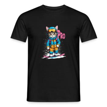 Snowboarding Kitty Pro - Männer T-Shirt - Schwarz - Vorne - AI Model Male 178 light (178cm)
