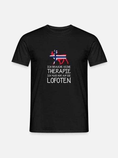 Ich brauche keine Therapie Ic muss auf die Lofoten - Männer T-Shirt - Schwarz