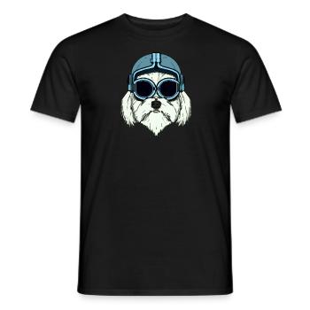 Maltese Dog Pilot Dog Gift Retro - Men's T-Shirt - black - Front - AI Model Male 178 light (178cm)