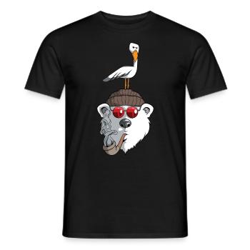 Marin. Ours. Bonnet de marin. Mouette. Port - T-shirt homme - noir - Devant - AI Model Male 178 light (178cm)