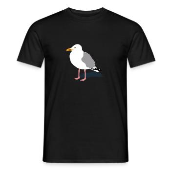 seagull gull bird harbour sailing ocean sea ship - Men's T-Shirt - black - Front - AI Model Male 178 light (178cm)