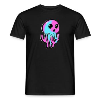 Méduse mignonne rose bleu bande dessinée/anime - T-shirt homme - noir - Devant - AI Model Male 178 light (178cm)