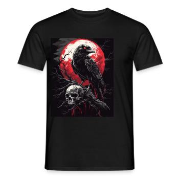 Raven Skull Moon Dark Gothic Black Crow - Men's T-Shirt - black - Front - AI Model Male 178 light (178cm)