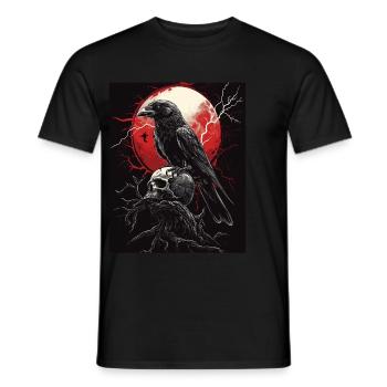 Raven Skull Moon Dark Gothic Black Crow - Men's T-Shirt - black - Front - AI Model Male 178 light (178cm)