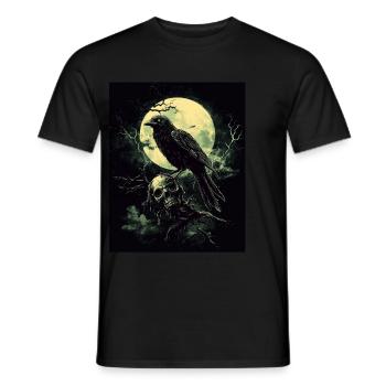 Raven Skull Moon Dark Gothic Black Crow - Men's T-Shirt - black - Front - AI Model Male 178 light (178cm)