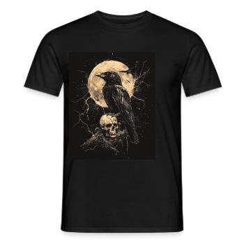 Raven Skull Moon Dark Gothic Black Crow - Men's T-Shirt - black - Front - AI Model Male 178 light (178cm)