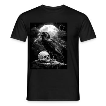 Raven Skull Moon Dark Gothic Black Crow - Men's T-Shirt - black - Front - AI Model Male 178 light (178cm)