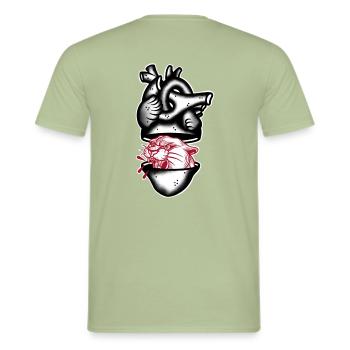 Heart Panthere black and red - T-shirt homme - vert sauge - Dos - AI Model Male 178 light (178cm)