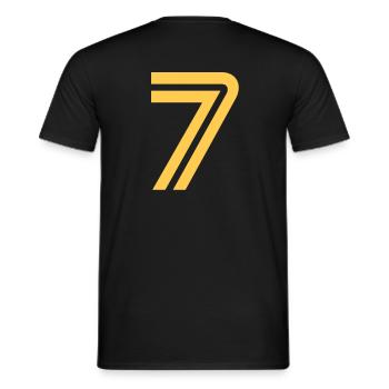 Rückennummer 7 - Men's T-Shirt - black - Back - AI Model Male 178 light (178cm)