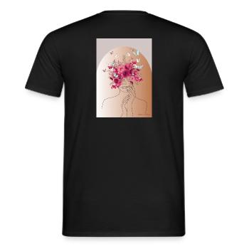 Flower head with butterfly crown - Men's T-Shirt - black - Back - AI Model Male 178 light (178cm)