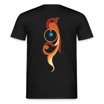 Design Phönix-Pfau Art Nouveau mit Perle - Männer T-Shirt - Schwarz - Hinten - AI Model Male 178 light (178cm)