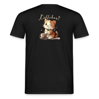 Le chaton demande du café - T-shirt homme - noir - Dos - AI Model Male 178 light (178cm)