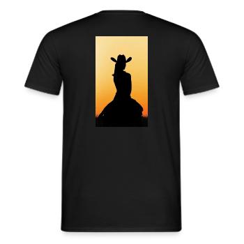 Western Rider Sunset - Men's T-Shirt - black - Back - AI Model Male 178 light (178cm)