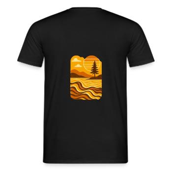 Golden Waves – Sunset Vibes der 70er - Männer T-Shirt - Schwarz - Hinten - AI Model Male 178 light (178cm)