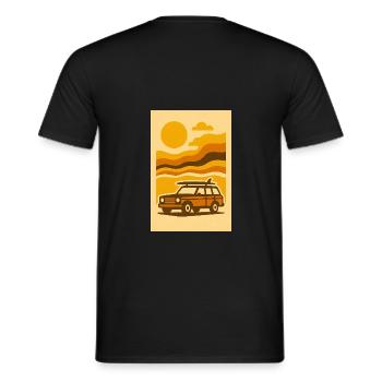 Sunset Ride – 70s Surf Wagon Edition - Männer T-Shirt - Schwarz - Hinten - AI Model Male 178 light (178cm)
