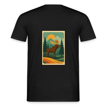 Majestic Moose – Retro Wilderness Vibes - Männer T-Shirt - Schwarz - Hinten - AI Model Male 178 light (178cm)