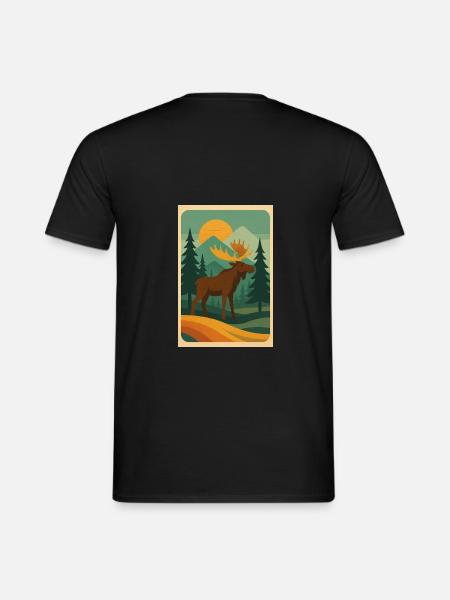 Majestic Moose – Retro Wilderness Vibes - Männer T-Shirt - Schwarz