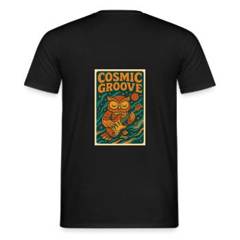 Design rétro psychédélique avec hibou et guitare - T-shirt homme - noir - Dos - AI Model Male 178 light (178cm)