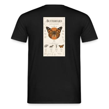 Butterfly Art Poster Nature Cycle - Men's T-Shirt - black - Back - AI Model Male 178 light (178cm)
