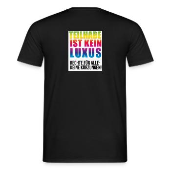 Teilhabe ist kein Luxus keine Kürzungen - Männer T-Shirt - Schwarz - Hinten - AI Model Male 178 light (178cm)