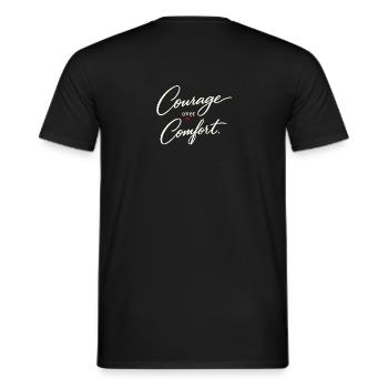 Mut vor Trost - Männer T-Shirt - Schwarz - Hinten - AI Model Male 178 light (178cm)