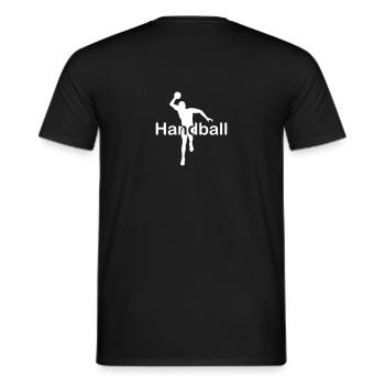 Joueur de handball écriture au centre blanc - T-shirt homme - noir - Dos - AI Model Male 178 light (178cm)