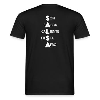 SALSA: Son, Sabor, Caliente, Fiesta, Afro - Männer T-Shirt - Schwarz - Hinten - AI Model Male 178 light (178cm)