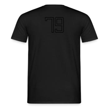Numéro 79 (Style Université) - T-shirt homme - noir - Dos - AI Model Male 178 light (178cm)