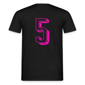 Zahl fünf - Nummer 5 pink Mädchen Trikotnummer - Männer T-Shirt - Schwarz - Hinten - AI Model Male 178 light (178cm)