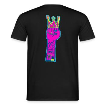 PINK FIST CLIMBING LOVE - Männer T-Shirt - Schwarz - Hinten - AI Model Male 178 light (178cm)