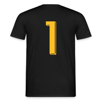 Nummer 1 - Zahl EINS Trikotnummer 1 Jahr - Männer T-Shirt - Schwarz - Hinten - AI Model Male 178 light (178cm)