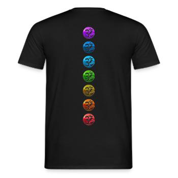 Chakra 1-7 Chakren Chakras Ohm Ohm Bunt Farben - Männer T-Shirt - Schwarz - Hinten - AI Model Male 178 light (178cm)