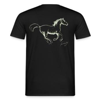 CHEVAL AU GALOP Louis RUNEMBERG © Adagp - T-shirt homme - noir - Dos - AI Model Male 178 light (178cm)