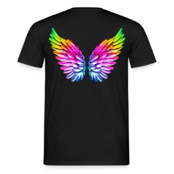LGBT Angel Wings Angel Wings Colorful Rainbow - Men's T-Shirt - black - Back - AI Model Male 178 light (178cm)
