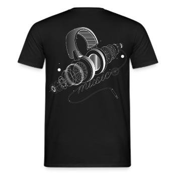 Parties individuelles d'un audio Casque - T-shirt homme - noir - Dos - AI Model Male 178 light (178cm)