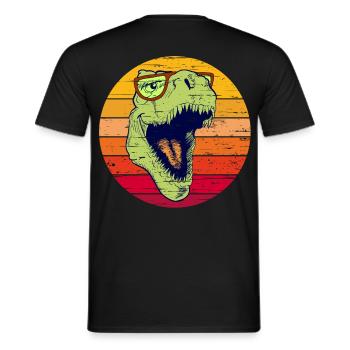 T-Rex drôle avec des lunettes | Dino avec lunettes - T-shirt homme - noir - Dos - AI Model Male 178 light (178cm)