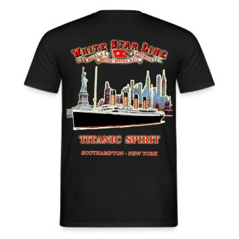 TITANIC FANTOME IN NEW YORK L. RUNEMBERG © Adagp - Men's T-Shirt - black - Back - AI Model Male 178 light (178cm)