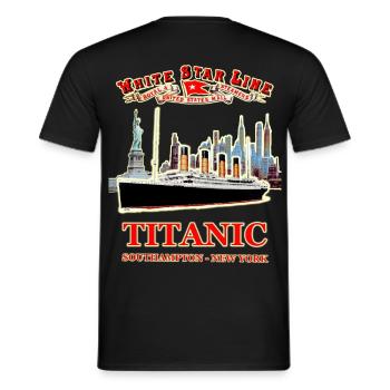 THE GHOST OF THE TITANIC IN NEW YORK RUNEMBERG Adagp © - Men's T-Shirt - black - Back - AI Model Male 178 light (178cm)