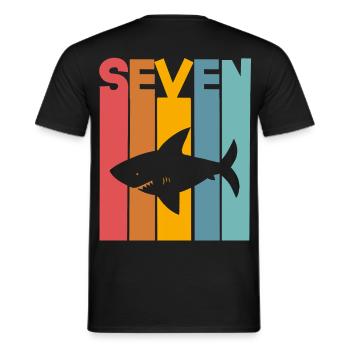 Shark 7th Birthday Kids - Men's T-Shirt - black - Back - AI Model Male 178 light (178cm)