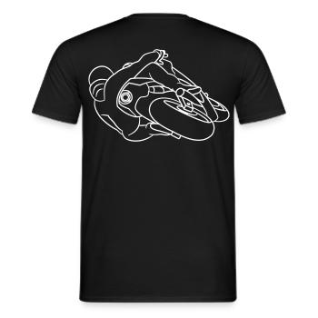Rennmotorrad in Schräglage - von hinten, hell - Männer T-Shirt - Schwarz - Hinten - AI Model Male 178 light (178cm)