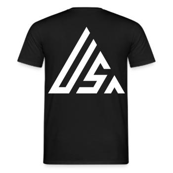 USA Weißes Dreieck Logo - Männer T-Shirt - Schwarz - Hinten - AI Model Male 178 light (178cm)