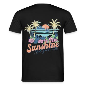 Sunshine And Great Vibes Summer - Men's T-Shirt - black - Back - AI Model Male 178 light (178cm)