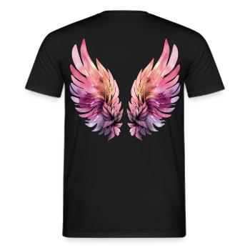 Rosa und lila Aquarellflügel - Männer T-Shirt - Schwarz - Hinten - AI Model Male 178 light (178cm)