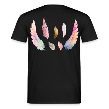 Farbiges Aquarellgefieder - Männer T-Shirt - Schwarz - Hinten - AI Model Male 178 light (178cm)