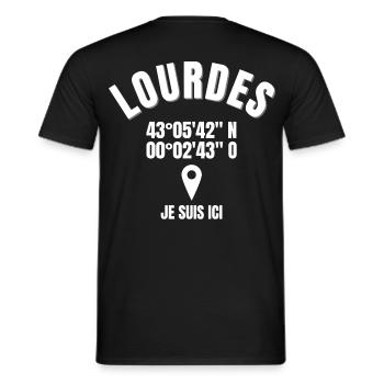 Lourdes, 65286, Sanctuaire Notre-Dame - T-shirt homme - noir - Dos - AI Model Male 178 light (178cm)