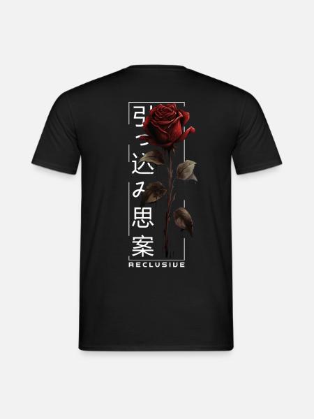 Reclusive Rose Japanische Schrift Edgy Aesthetic - Männer T-Shirt - Schwarz