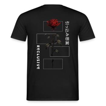 Reclusive Rose Japanese Font Edgy Aesthetic - Men's T-Shirt - black - Back - AI Model Male 178 light (178cm)