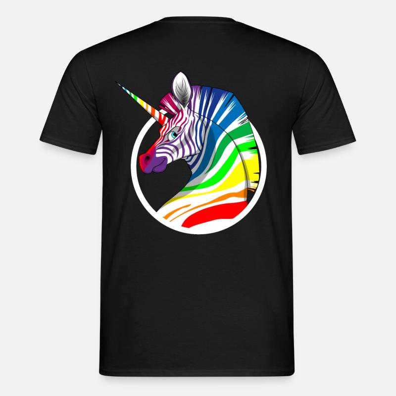 Regenbogen Einhorn Zebra - Männer T-Shirt - Schwarz