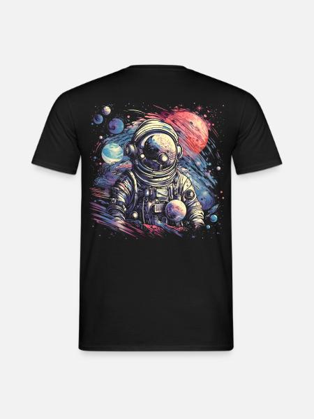 Cooler Astronaut im Retro Look - Männer T-Shirt - Schwarz