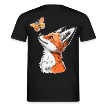 Renard avec papillon - T-shirt homme - noir - Dos - AI Model Male 178 light (178cm)